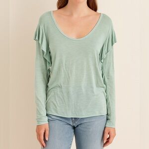 Anthropologie T. La Long Sleeve Ruffle Shirt